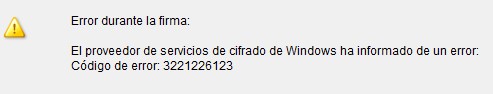 El proveedor de servicios de Windows ha informado de un error 3221226123